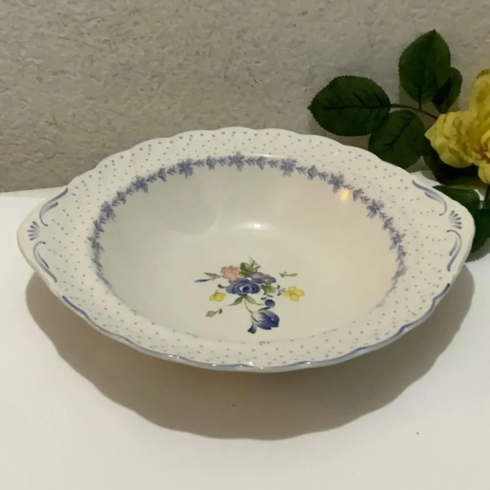 Nikko Fine Tableware Japan Serving Bowl Blue Peony 10 x 11.5 Flower G10